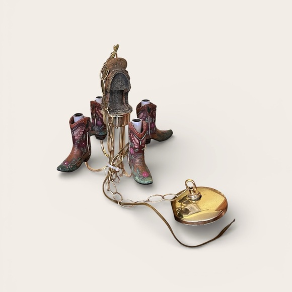 Rustic OOAK Cowboy Boot Chandelier - Picture 2 of 16